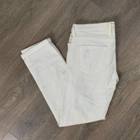 Current Elliott the Fling White Tattered Jeans Straight leg Boyfriend Size 26 - Picture 3 of 13